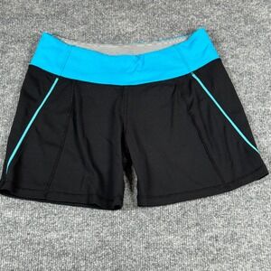 Kyodan Athletic Shorts Womens P/S Black Blue Striped Waistband Running
